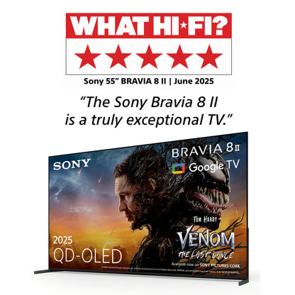Sony | BRAVIA 8 II | 65 inch | XR Processor | QD OLED | 4K Ultra HD | High Dynamic Range (HDR) | Smart TV (Google TV) | 2025 Model
