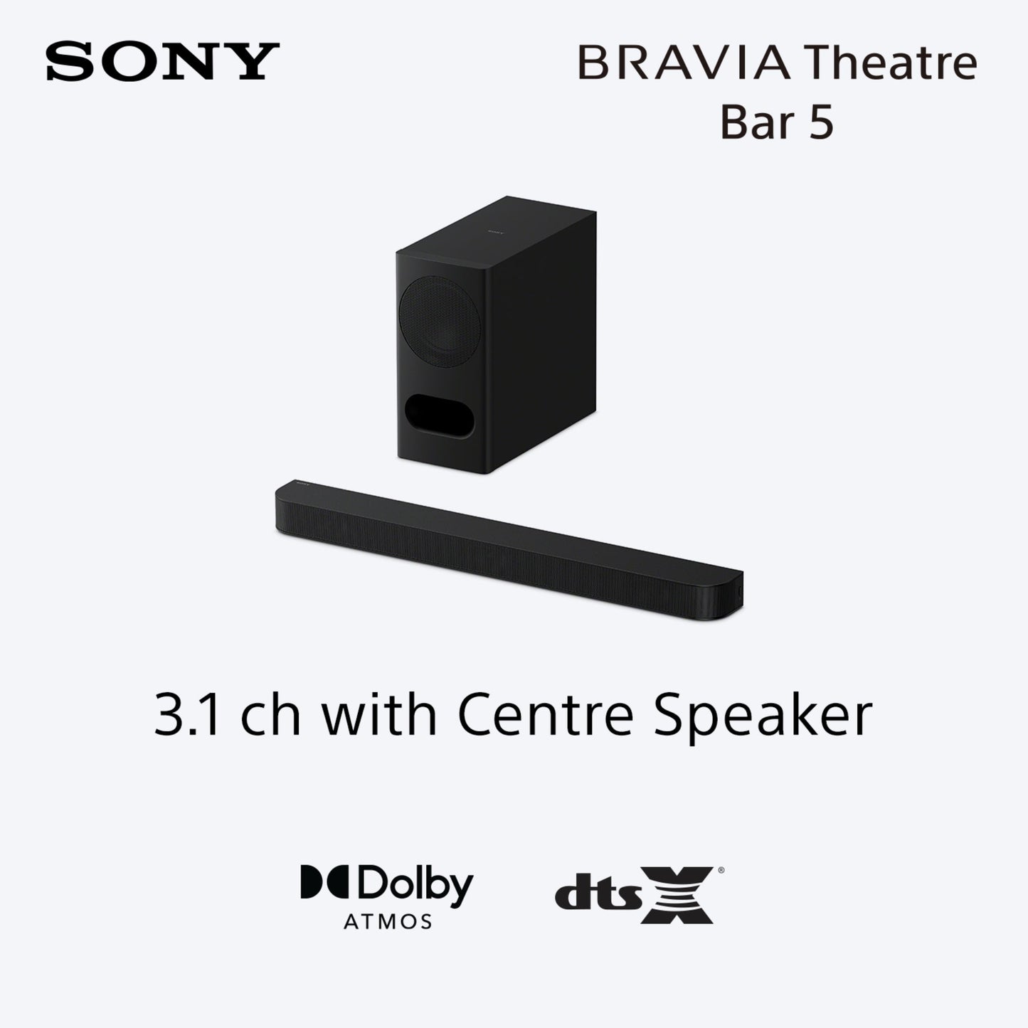 Sony Bravia Theatre Bar 5, 3.1ch Soundbar with powerful wireless subwoofer with Dolby Atmos®/DTS:X®, 2026 Model