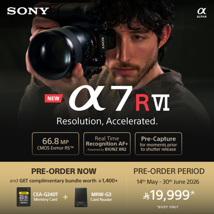 Sony Alpha a7R VI | 66.8MP fully‑stacked sensor for detail, tonal nuance, confident AF and speed | ILCE-7RM6