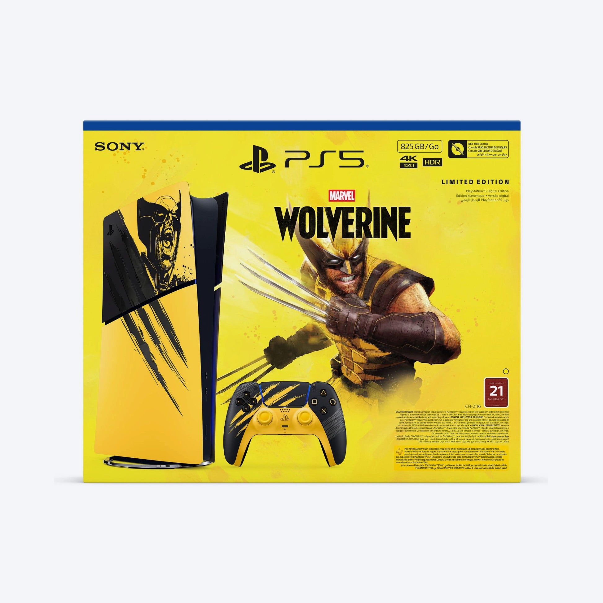 Sony PlayStation®5 Digital Edition 825GB Console – Marvel’s Wolverine Battle Yellow Limited Edition Bundle