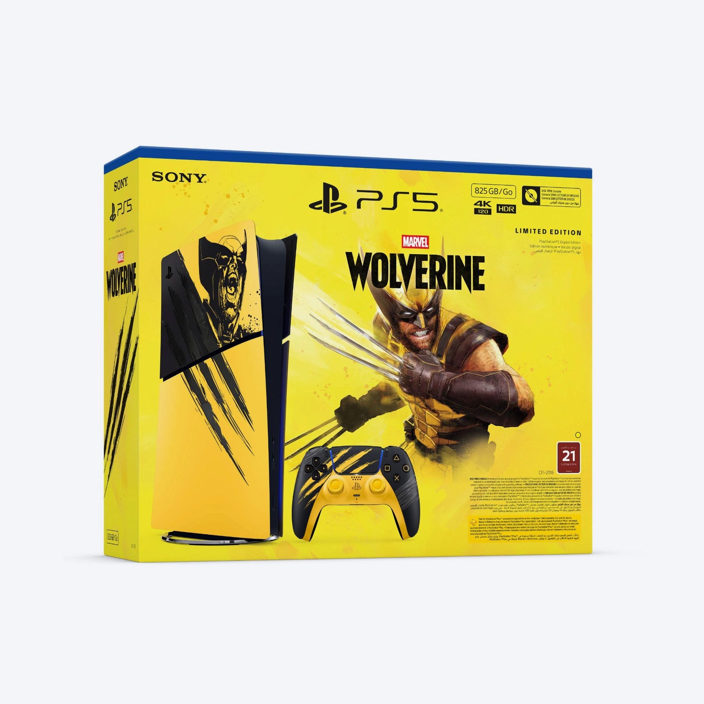 Sony PlayStation®5 Digital Edition 825GB Console – Marvel’s Wolverine Battle Yellow Limited Edition Bundle