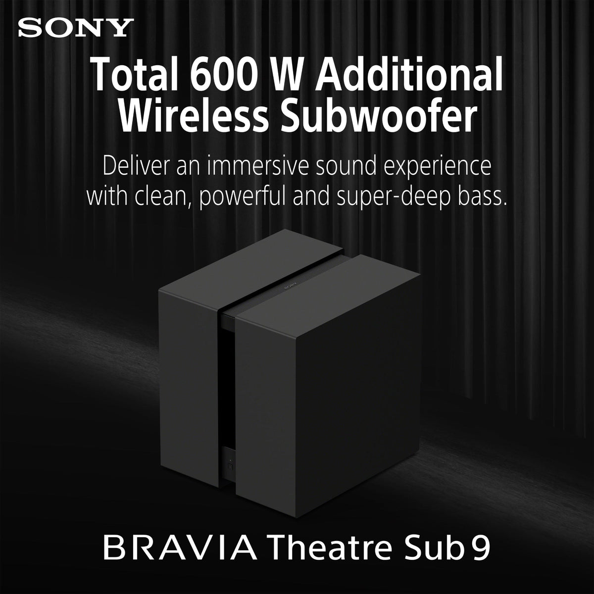 Sony BRAVIA Theatre Sub 9, 600 W Wireless Subwoofer for Sound bar/ Home Theater Sound System, 2026 Model