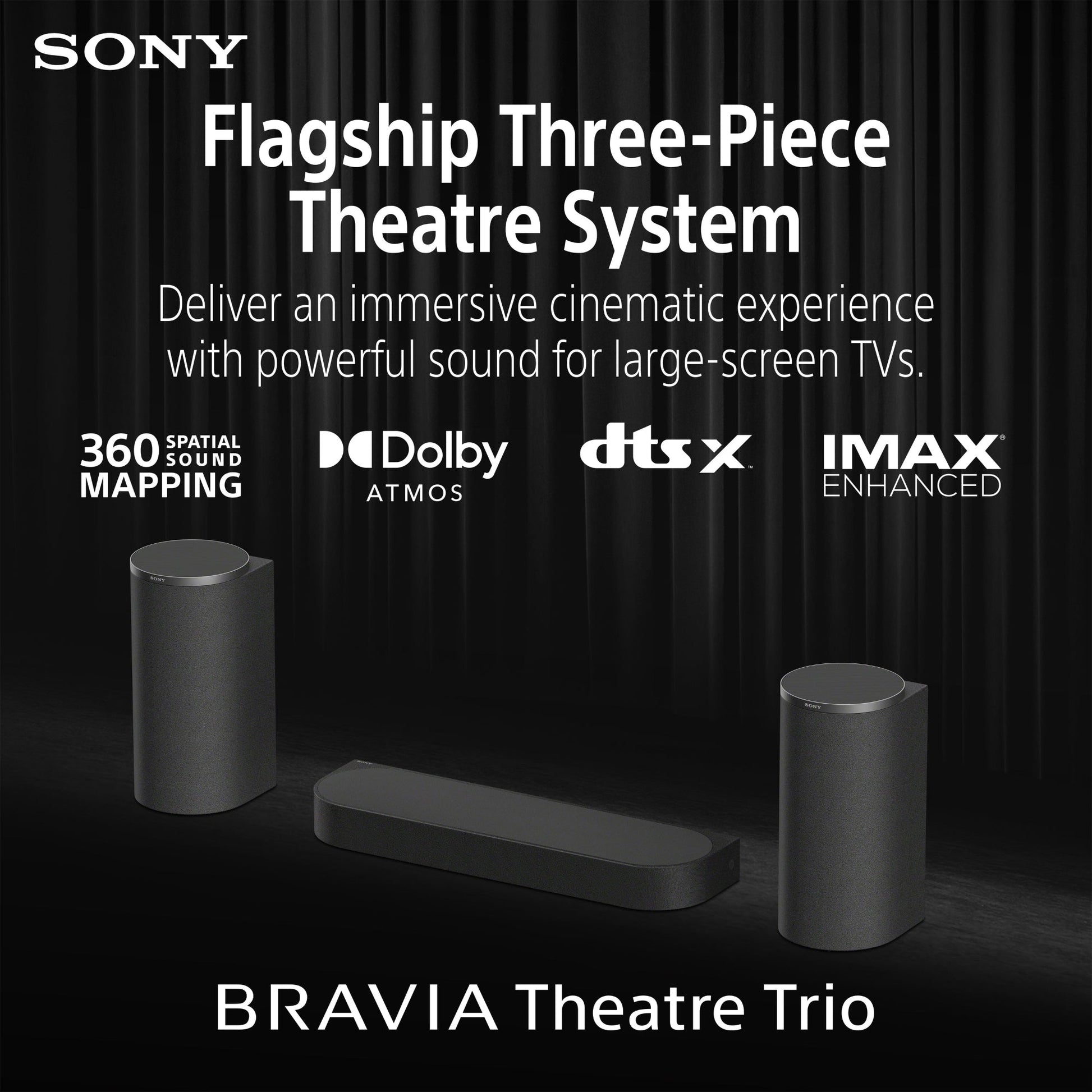 Sony BRAVIA Theatre Trio, Flagship Three-Piece Theatre System, Surround Sound by Dolby Atmos®/DTS:X®, 360 Spatial Sound Mapping, 2026 Model